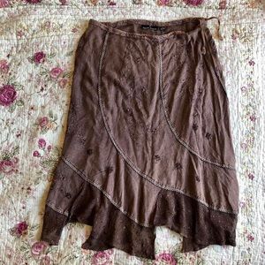 RARE 2000s sacred threads brown hippie bohemian skirt
